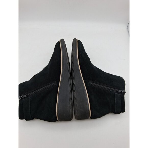 Clarks Collection Women's 9.5 M Sharon Spring Boot Black Suede Wedge Side Zip - Picture 6 of 11